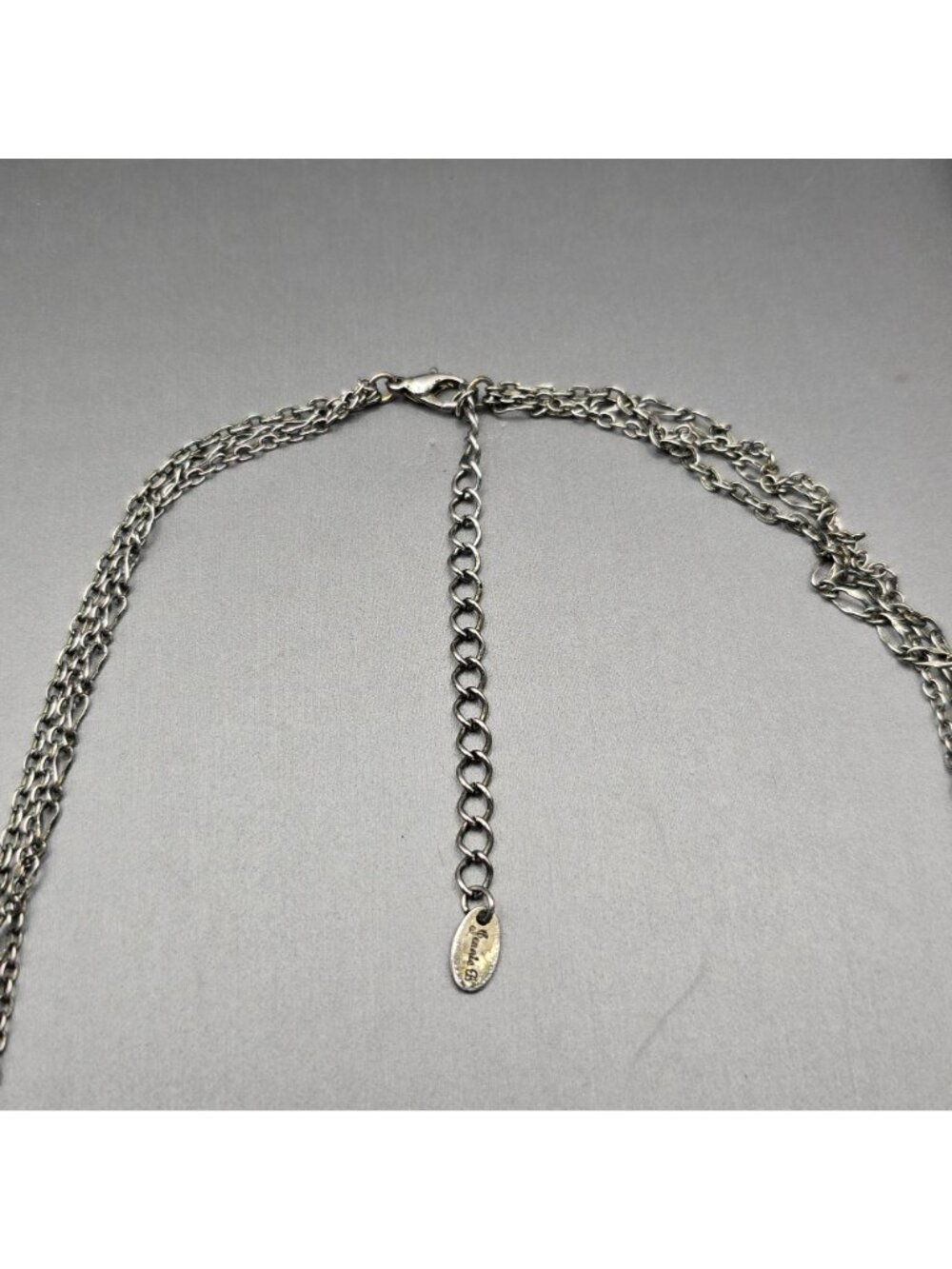 Victorian Revival Faux Cameo Necklace 26" Multi Strand Station Chain by Jennis B - Picture 7 of 12